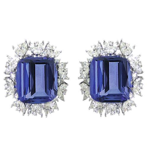 Emerald Ceylon Sapphire Marquise Diamonds 10 Ct Stud Earring - Gemstone Earring-harrychadent.ca