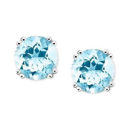 Gorgeous 8 Carats Aquamarine Lady Stud Earrings White Gold 14K - Gemstone Earring-harrychadent.ca