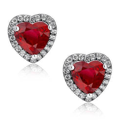 Heart Shape Red Ruby And Natural Earth Mined Diamond Stud Earring 4.50 Carats 14K Gold