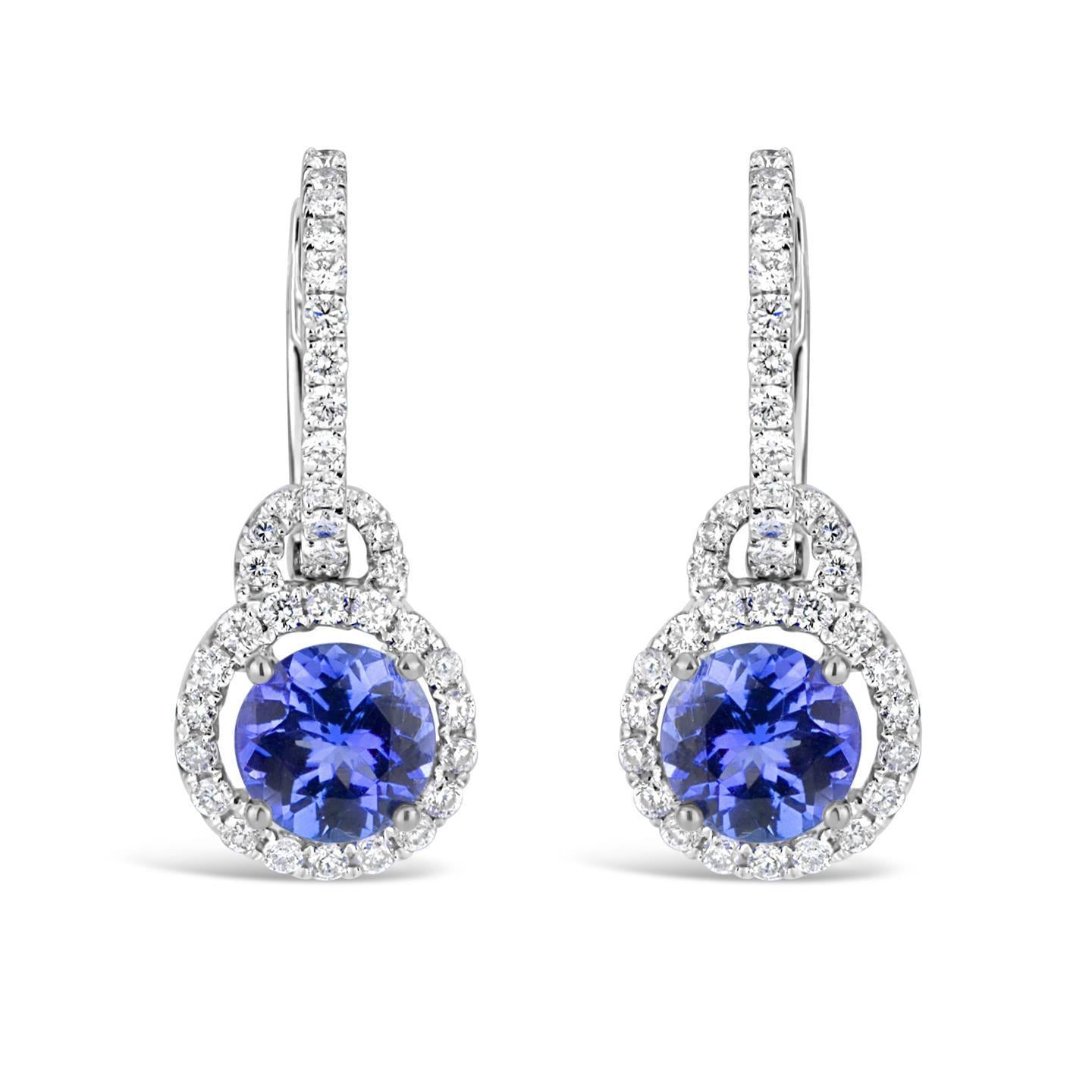 Ladies Dangle Earrings 5.50 Carats Tanzanite With Diamonds New - Gemstone Earring-harrychadent.ca