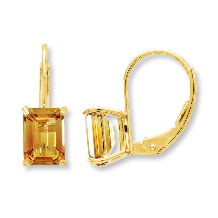 Ladies Drop And Leverback Earrings 40 Carats Emerald Cut Citrine - Gemstone Earring-harrychadent.ca