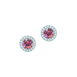 Ladies Pink Sapphire And Natural Earth Mined Diamonds 4.50 Ct Studs Earring New