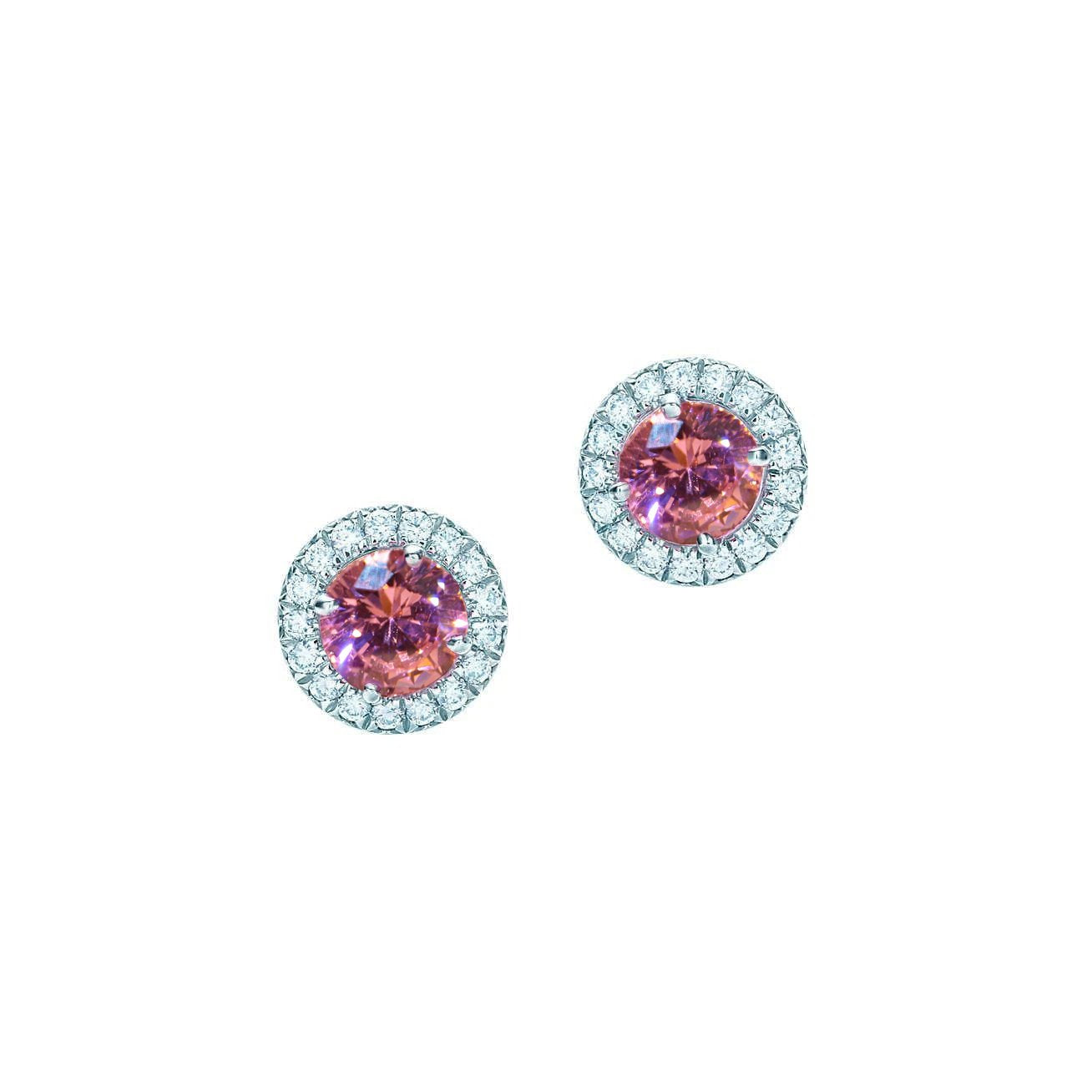 Ladies Pink Sapphire And Diamonds 4.50 Ct Studs Earring New - Gemstone Earring-harrychadent.ca