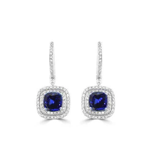 Lady Dangle Earrings 4 Ct Tanzanite With Diamonds - Gemstone Earring-harrychadent.ca