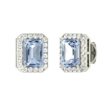 Lady Stud Earrings 11 Carats Aquamarine With Diamonds White Gold - Gemstone Earring-harrychadent.ca