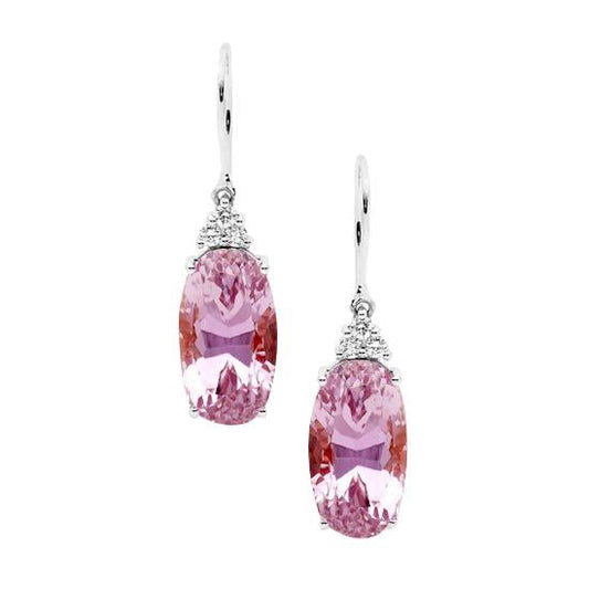 New Dangle Earrings 34.30 Ct Kunzite With Diamonds White Gold 14K - Gemstone Earring-harrychadent.ca