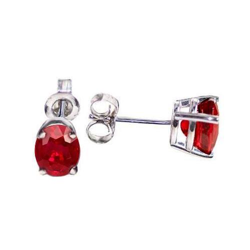 Oval Cut 5.50 Carats Red Ruby Lady Studs Earrings White Gold 14K - Gemstone Earring-harrychadent.ca