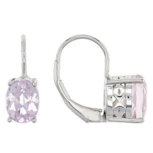 Oval Cut Kunzite Women Jewelry Earrings 26 Carat White Gold 14K - Gemstone Earring-harrychadent.ca