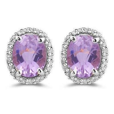 Oval Cut Pink Kunzite And Diamond Stud Earrings 30.48 Carats - Gemstone Earring-harrychadent.ca