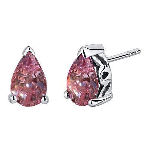 Pear Cut 4.50 Carats Pink Sapphire Women Earrings White Gold 14K - Gemstone Earring-harrychadent.ca