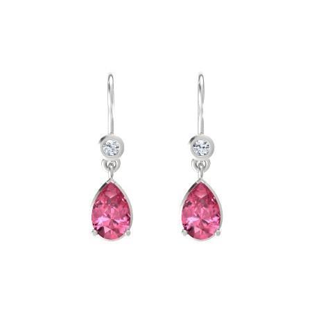 Pear Cut Tourmaline 10.50 Carats Dangle Earrings White Gold 14K - Gemstone Earring-harrychadent.ca