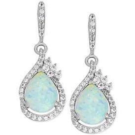 Pear Opal With Round Diamonds 11.30 Ct Dangle Earrings White Gold 14K - Gemstone Earring-harrychadent.ca