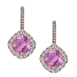 Pink Kunzite And Diamond Women Gemstone Earring 21.50 Carats