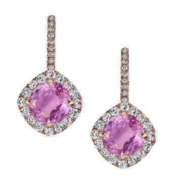 Pink Kunzite And Diamond Women Gemstone Earring 21.50 Carats - Gemstone Earring-harrychadent.ca