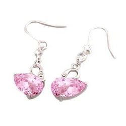 Pink Kunzite & Natural Earth Mined Diamond 16.50 Carats Dangle Earrings White Gold 14K