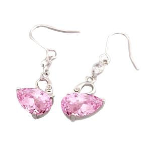 Pink Kunzite & Diamond 16.50 Carats Dangle Earrings White Gold 14K - Gemstone Earring-harrychadent.ca