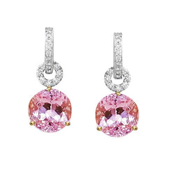 Pink Kunzite With Diamond Dangle Woman Earrings 21 Ct White Gold 14K