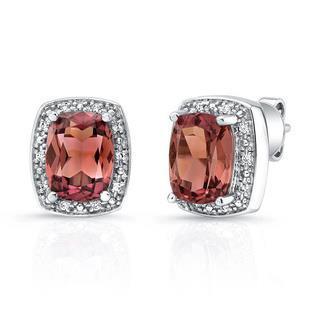 Pink Tourmaline And Diamond Stud Earring White Gold 14K 14.40 Ct - Gemstone Earring-harrychadent.ca