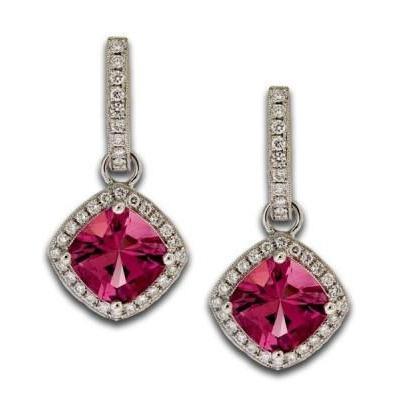 Pink Tourmaline With Diamonds 9.50 Carats Dangle Earrings - Gemstone Earring-harrychadent.ca