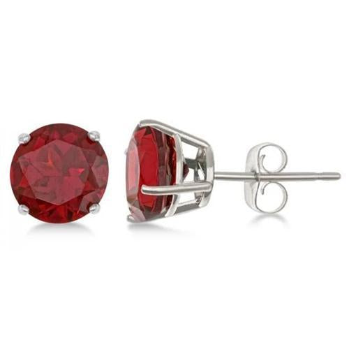 Prong Set 6 Carats Ruby Lady Studs Earrings White Gold 14K - Gemstone Earring-harrychadent.ca