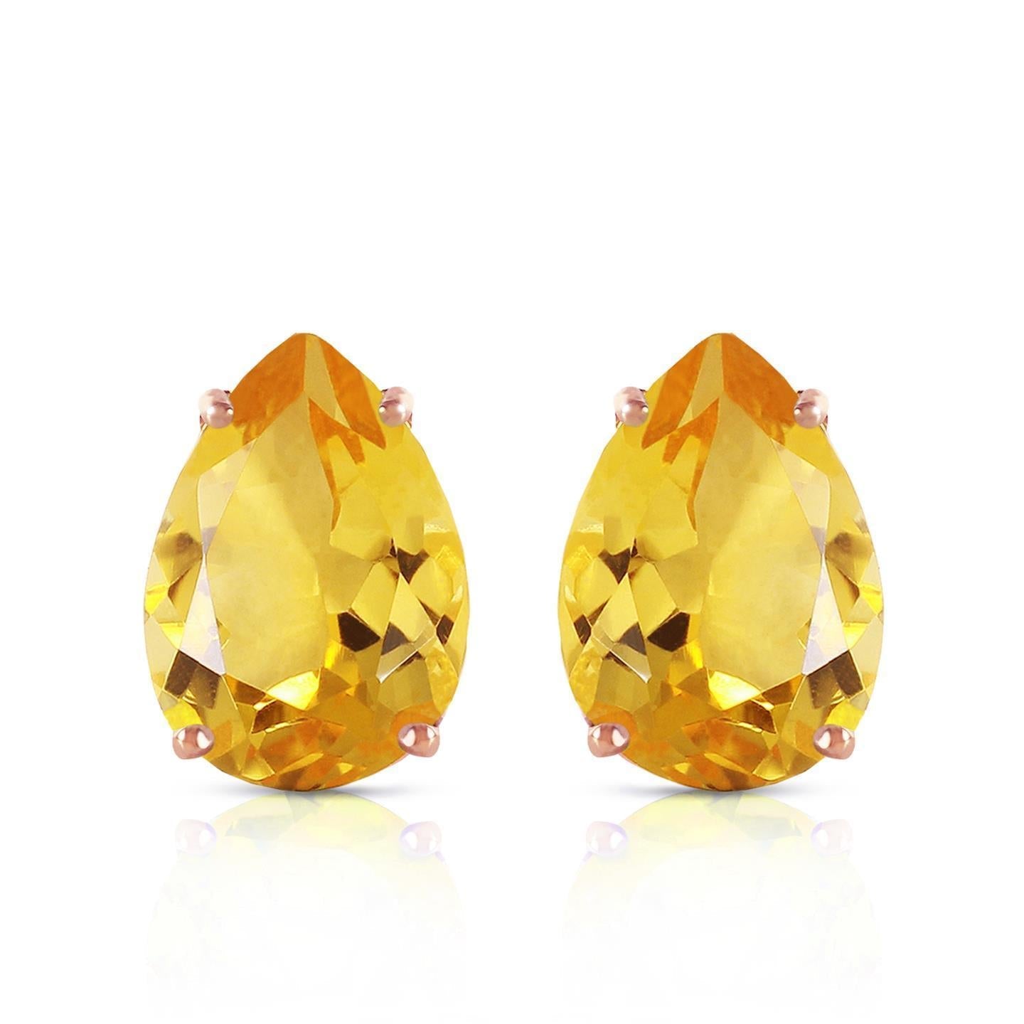 Prong Set Pear Cut 41 Ct Citrine Studs Earrings Rose Gold 14K - Gemstone Earring-harrychadent.ca