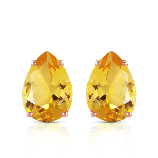 Prong Set Pear Cut 41 Ct Citrine Studs Earrings Rose Gold 14K - Gemstone Earring-harrychadent.ca