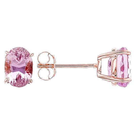 Rose Gold 14K 12 Ct Kunzite Ladies Studs Earrings Jewelry - Gemstone Earring-harrychadent.ca