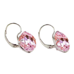 Round Cut Pink Kunzite White Gold 14K Women Dangle Earrings 20 Ct
