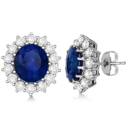 Sapphire & Diamond 6.80 Carats Women Studs Earring White Gold 14K - Gemstone Earring-harrychadent.ca