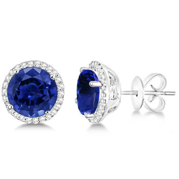 Sri Lanka Blue Sapphire And Diamonds 5.52 Ct Women Earring - Gemstone Earring-harrychadent.ca