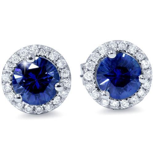 Sri Lanka Blue Sapphire Diamond Stud Earring Gold Jewelry 5 Carats - Gemstone Earring-harrychadent.ca