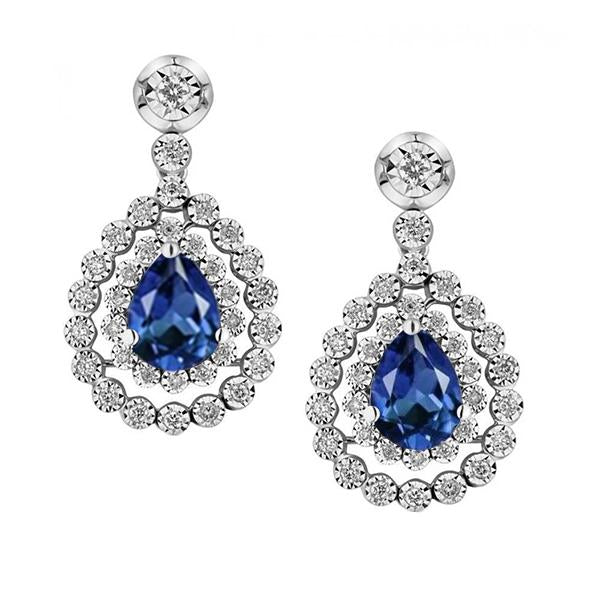 Sri Lanka Sapphire And Diamond Dangle Earring Pear Cut 5.50 Ct - Gemstone Earring-harrychadent.ca