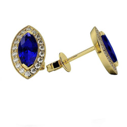 Sri Lanka Sapphire And Natural Earth Mined Diamonds Women Studs Halo Earrings 3 Carats