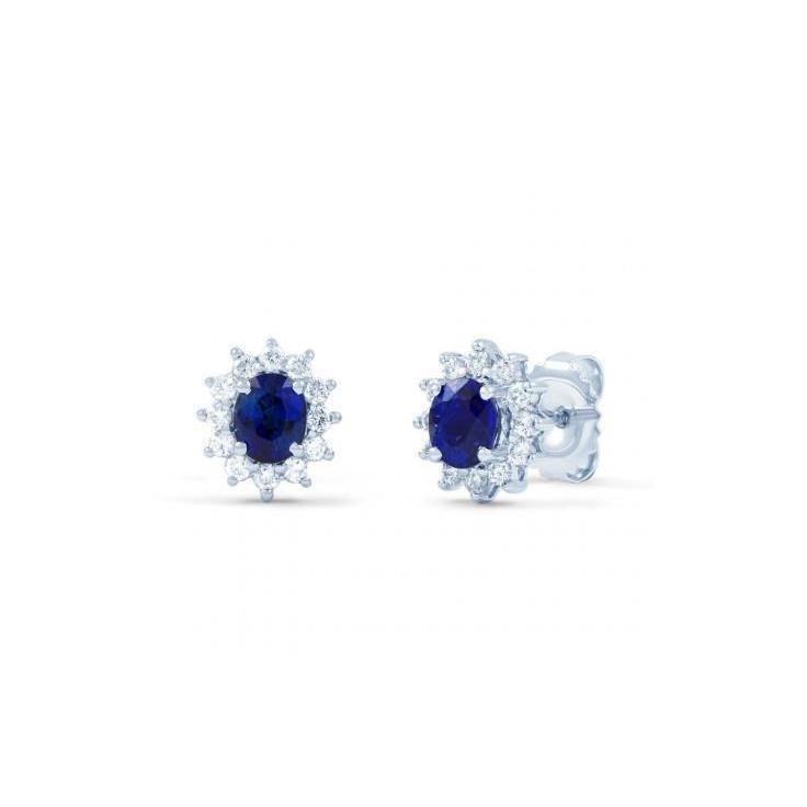 Sri Lankan Sapphire Diamond 4.60 Carats Stud Earrings White Gold 14K - Gemstone Earring-harrychadent.ca