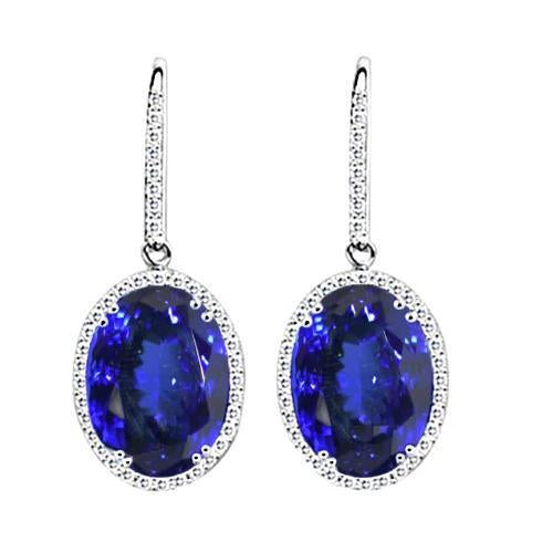 Tanzanite And Diamonds 5.34 Carat Dangle Earrings Gold White 14K - Gemstone Earring-harrychadent.ca