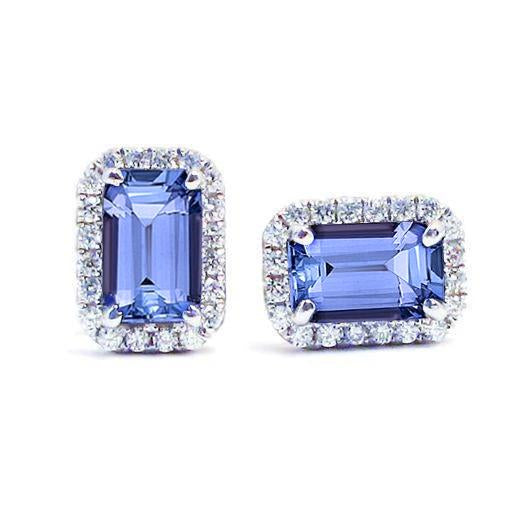 Tanzanite With Diamond 5.50 Carats Stud Earrings Halo Jewelry New - Gemstone Earring-harrychadent.ca