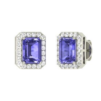 Tanzanite With Diamond 9 Carats Women Stud Pave Earrings - Gemstone Earring-harrychadent.ca