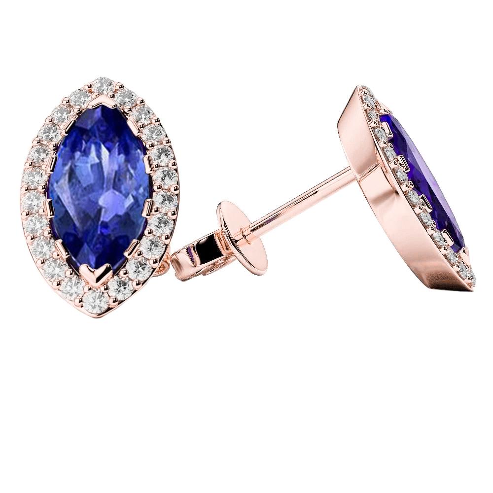 Tanzanite With Diamonds 4.20 Carats Ladies Studs Earrings Rg 14K - Gemstone Earring-harrychadent.ca