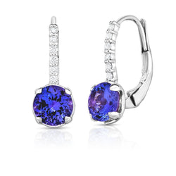 Tanzanite With Natural Earth Mined Diamonds 4.50 Ct. Dangle Earring White Gold