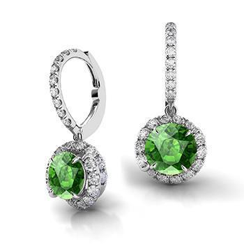 Tourmaline And Diamond Hoop Dangle Earring White Gold 14K 10.50 Ct - Gemstone Earring-harrychadent.ca