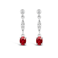 White Gold 14K 4.80 Carats Ruby And Diamonds Studs Earrings New