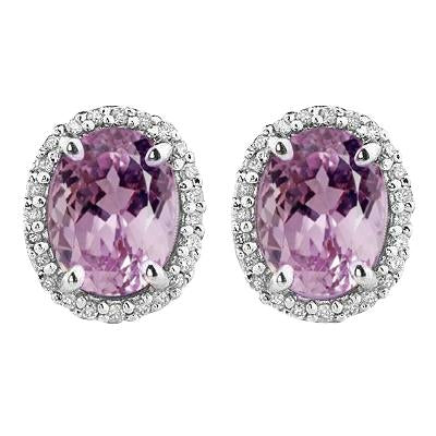 White Gold 14K Pink Kunzite & Diamond 35.10 Carats Stud Earrings New - Gemstone Earring-harrychadent.ca