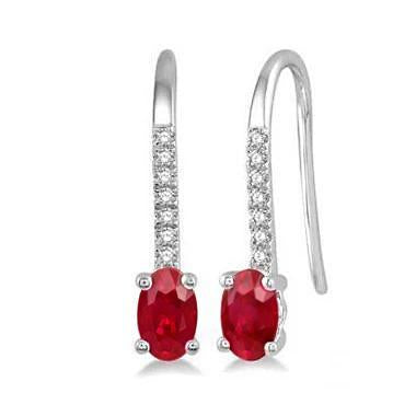 White Gold 14K Ruby And Diamonds 5.70 Carats Women Dangle Earrings - Gemstone Earring-harrychadent.ca