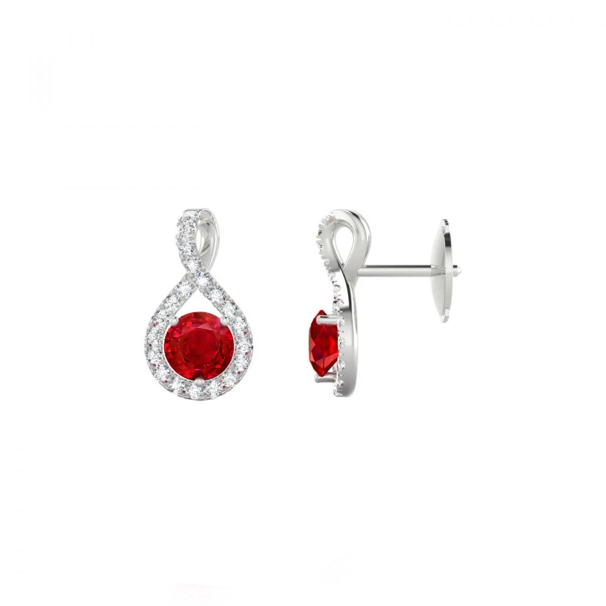 White Gold 14K Ruby And Diamonds 7 Carats Women Studs Earrings - Gemstone Earring-harrychadent.ca