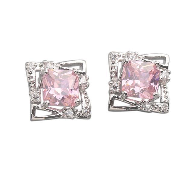 White Gold Cushion Kunzite With Diamonds 11.60 Ct. Studs Earrings - Gemstone Earring-harrychadent.ca