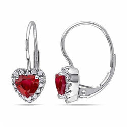 White Gold Red Ruby & Diamond Hoop Earring Women Jewelry 2.20 Ct 14K