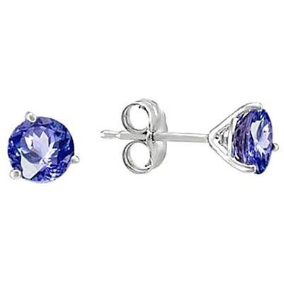 White Gold Round Sri Lankan Sapphire 8 Carat Women Studs Earrings - Gemstone Earring-harrychadent.ca