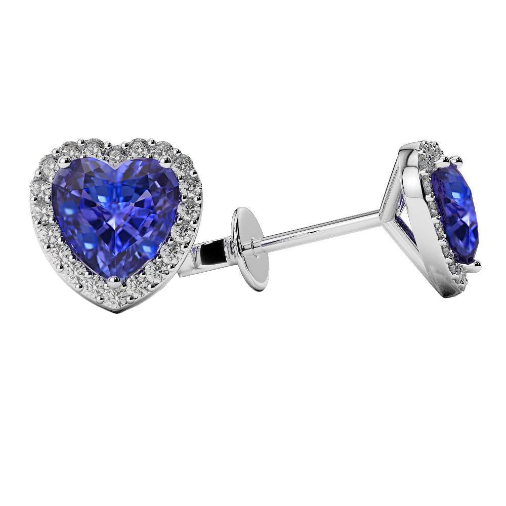 White Gold Women Studs Earrings 3.90 Ct Tanzanite With Diamonds - Gemstone Earring-harrychadent.ca