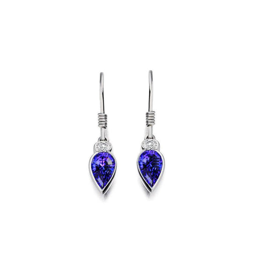 Women Dangle Earrings 4.20 Carats Tanzanite With Diamonds Gold 14K - Gemstone Earring-harrychadent.ca