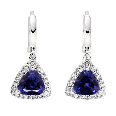 Women Dangle Earrings 5.48 Carats Tanzanite With Diamonds Wg 14K - Gemstone Earring-harrychadent.ca